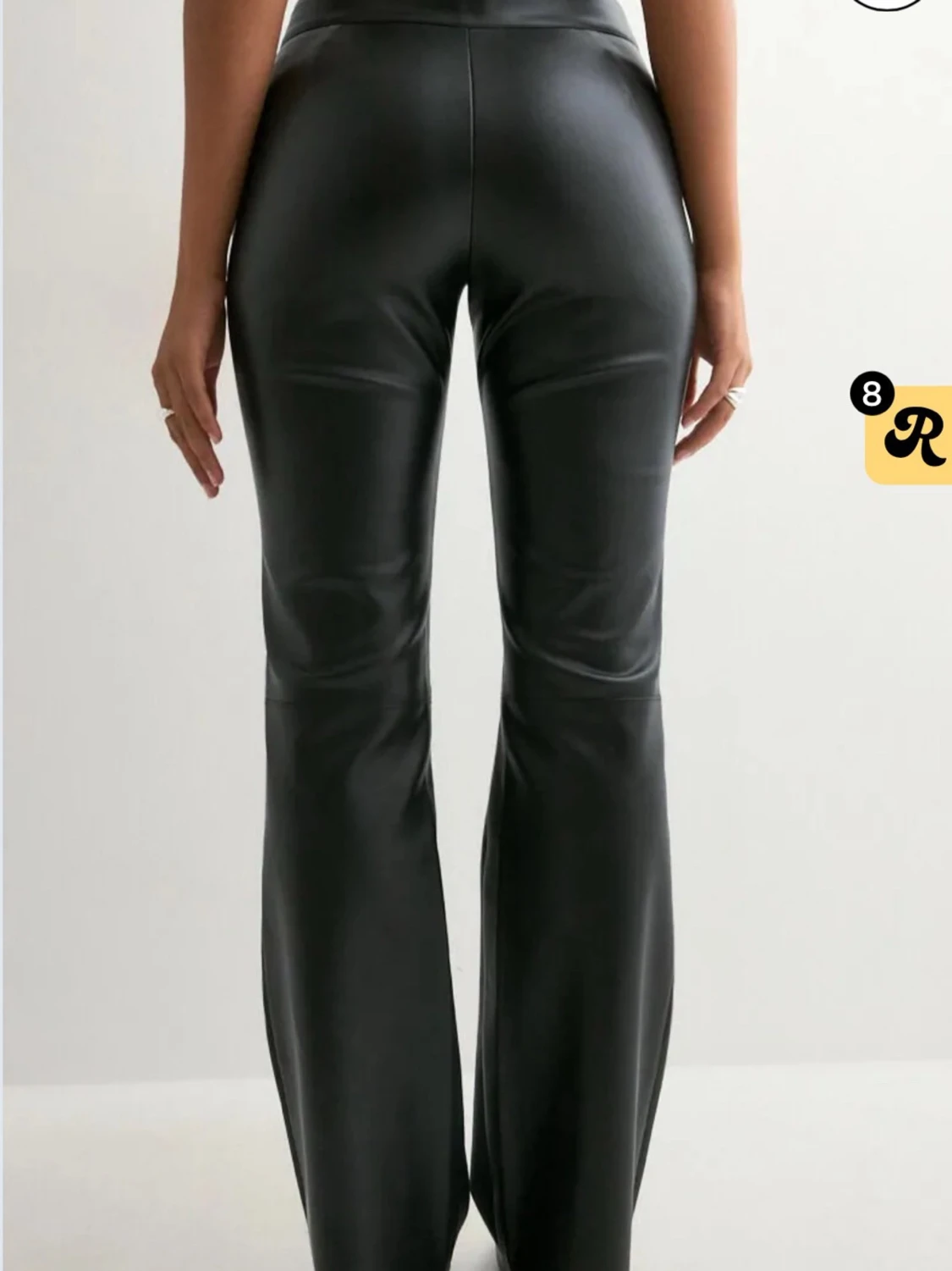 Low Waist Flare PU Pants Black - 1