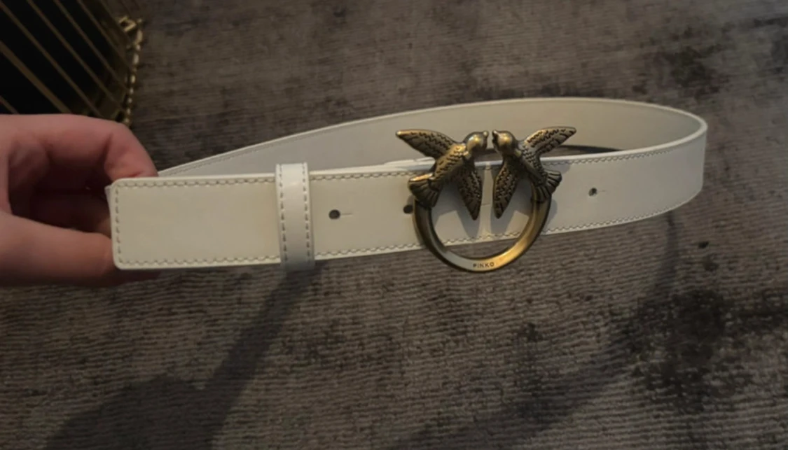 Vitt skärp/bälte från Pinko med fågelspänne - 2