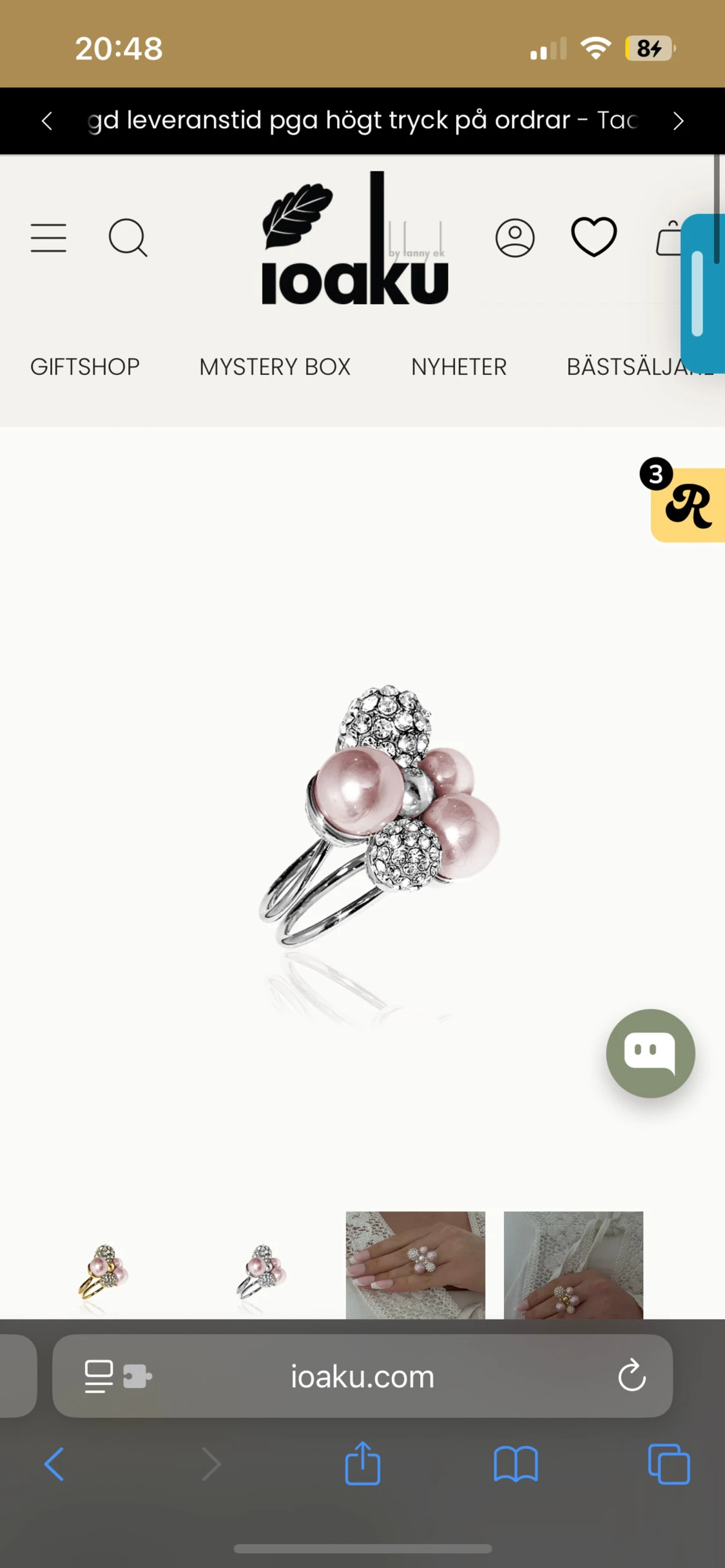 Ioaku Berry pearl sparkle maxi ring - 1