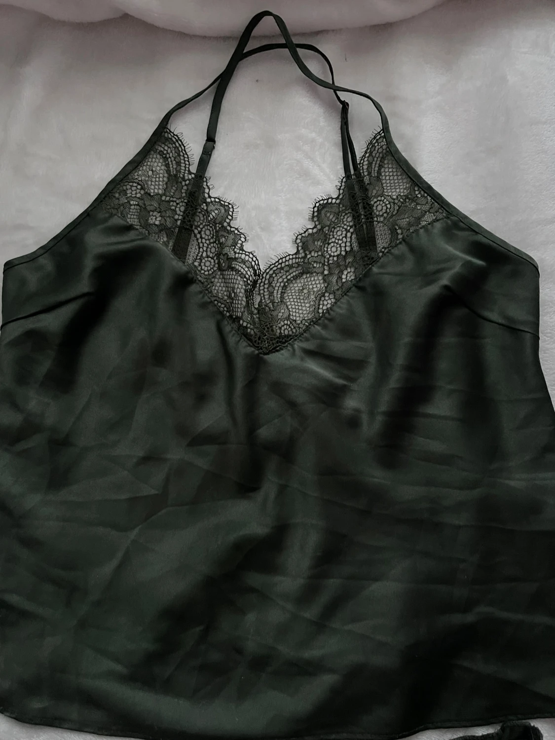 Mörkgrön spetsdetaljerad pyjamas - 2