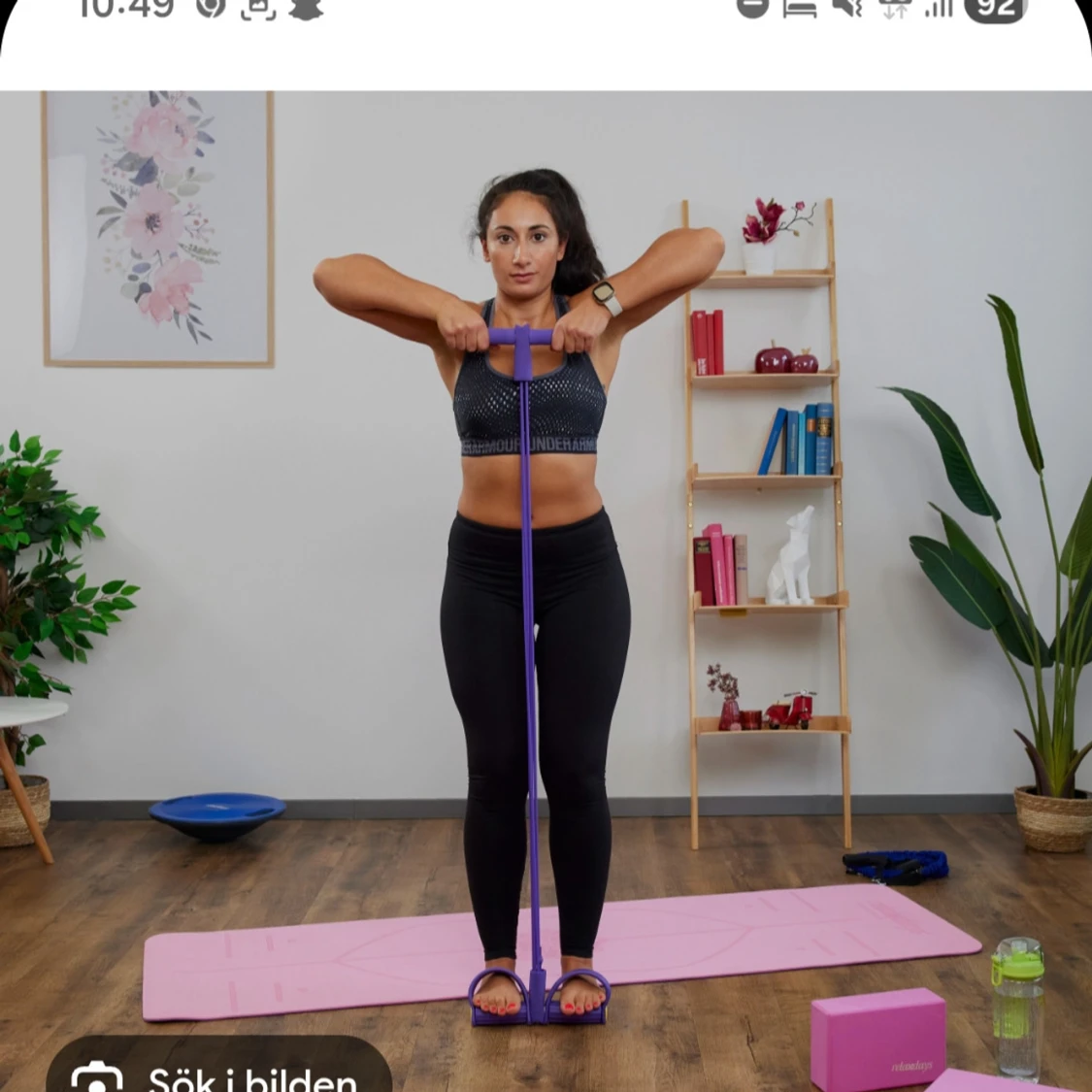 Lila träningsband med fotpedaler - 3