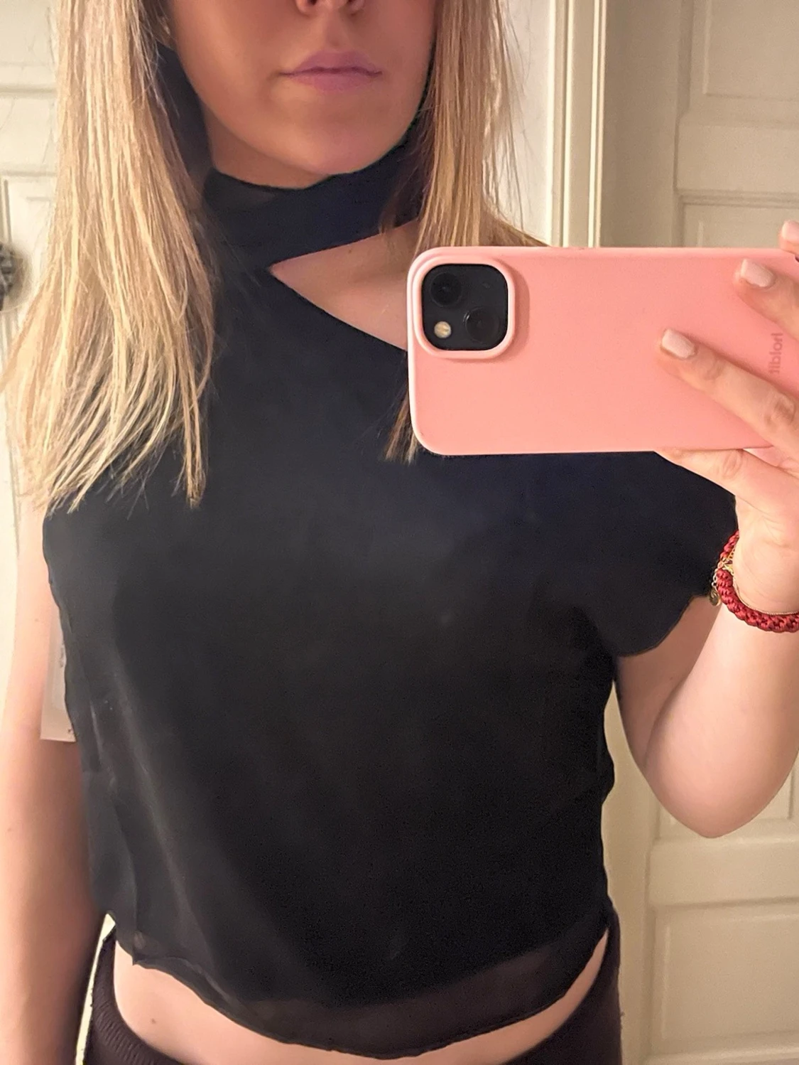 Svart omlott one shoulder topp - 1