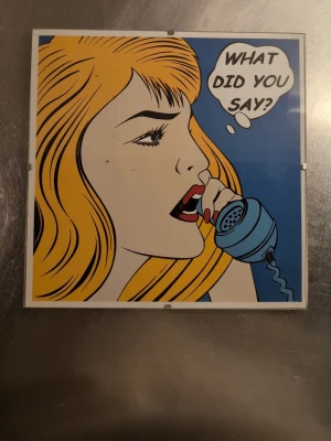 Tavlor - Säljer en blå dunväst inspirerad av pop art med coola svarta detaljer och en klassisk passform. Västen har en enkel design utan synliga knappar eller dragkedja och passar perfekt för dig som vill sticka ut med en färgstark look. 50kr/st