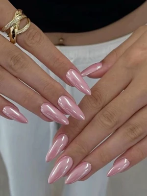 Handgjorda lösnaglar💖 - Skriv gärna vid beställning, önskemål och eller storlek!💕Rosa chrome almond 💅 
