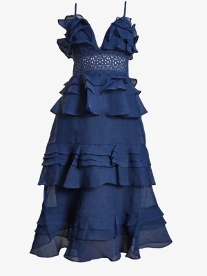 Marinblå volangklänning med spets - Superfin mörkblå klänning från True Decadence som är perfekt till balen och andra fina tillfällen så som bröllop eller fina middagar💕ny skick då den endast är använd en gång! Ny pris 1295kr, storlek S. Pris går att förhandla💕