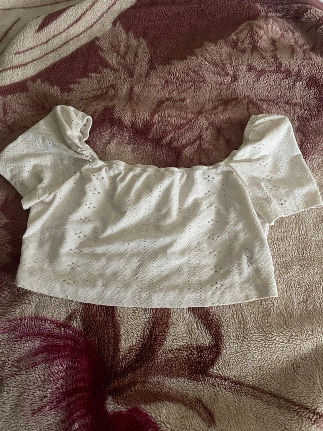 Vit croppad offshoulder blus - 1