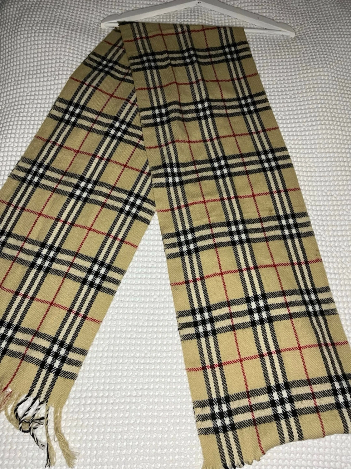Beige rutig halsduk med fransar burberry - 3