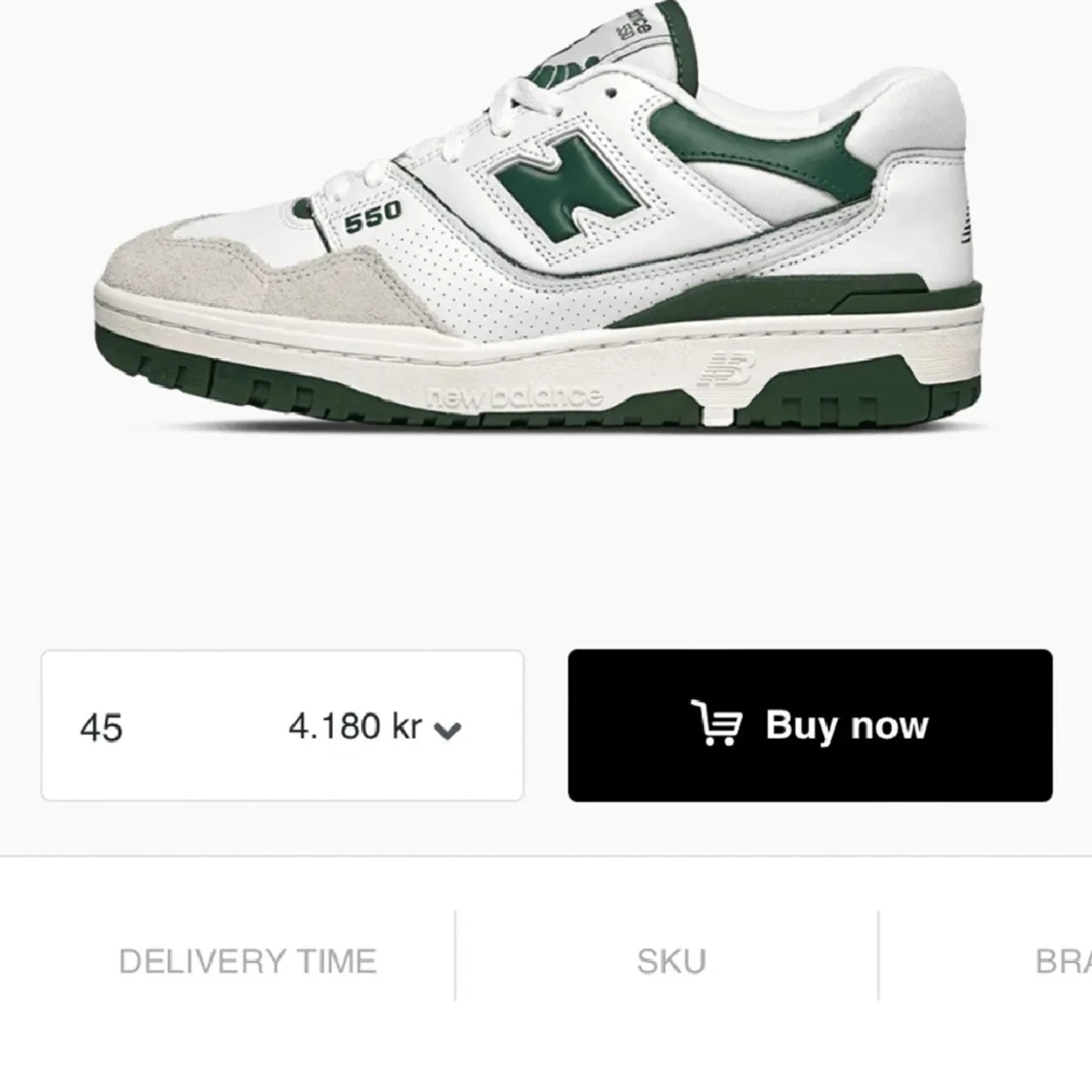 New Balance 550 vit/grön sneaker - 2