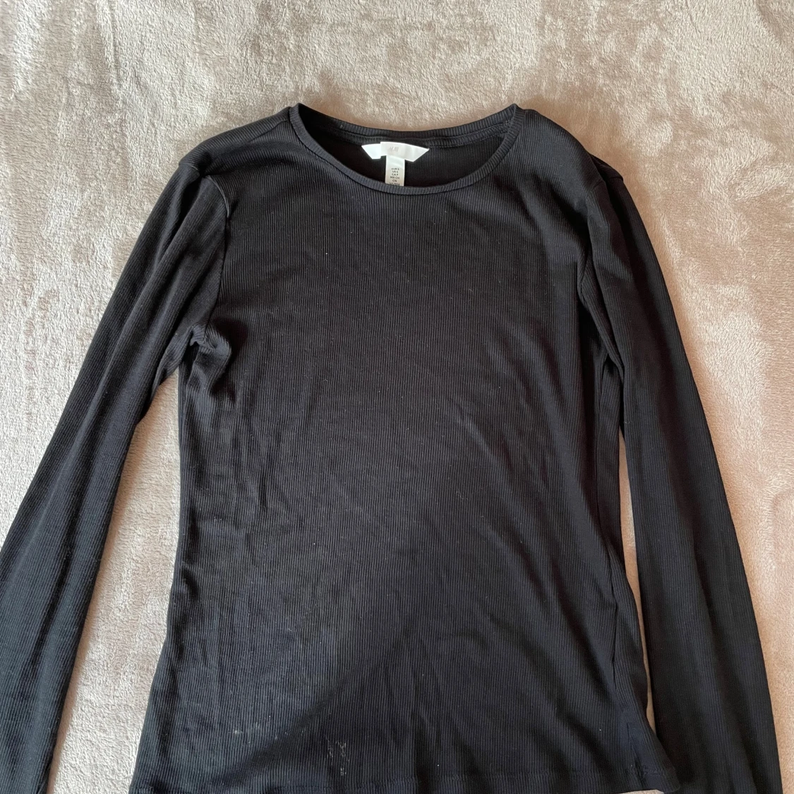 Svart ribbad långärmad tröja H&M