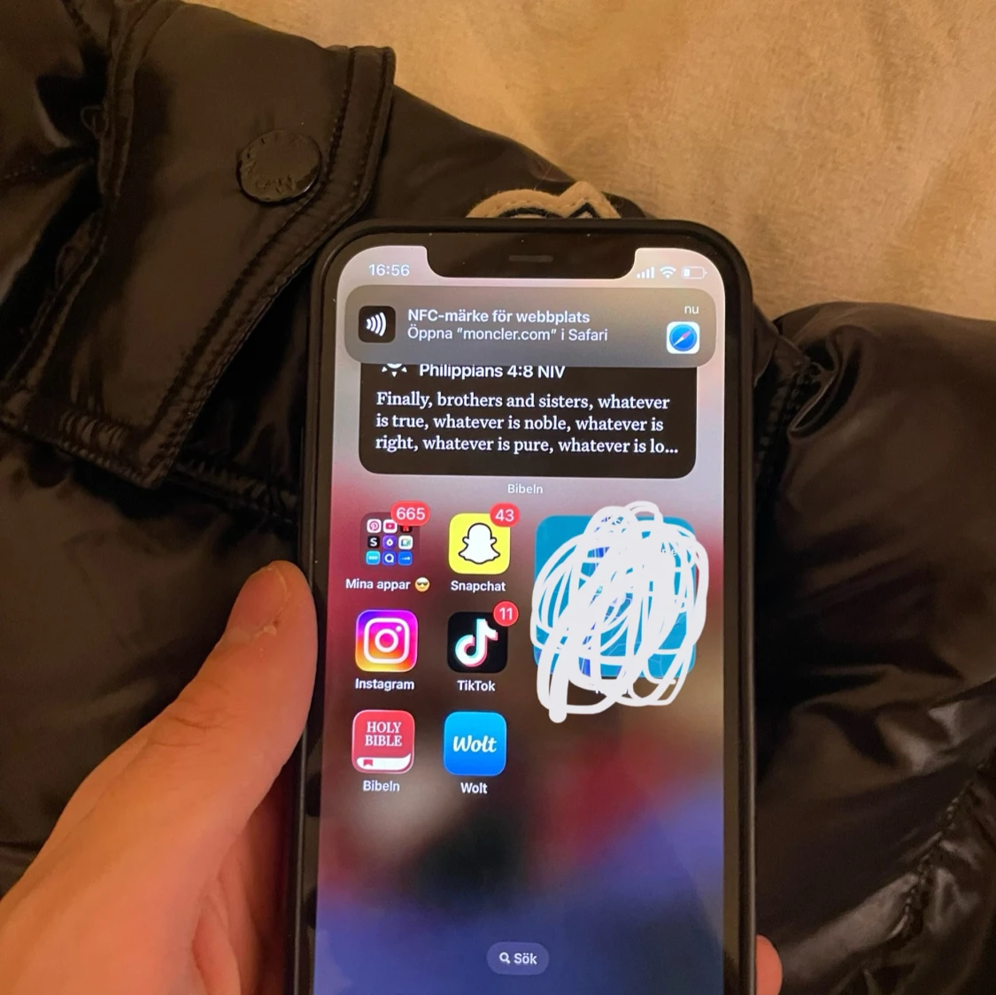 Svart Moncler Maya dunjacka med huva - 4