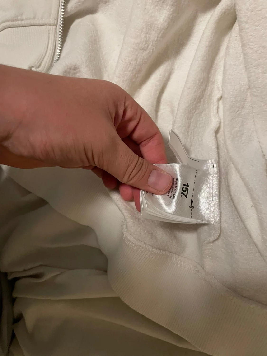 Vit hoodie med dragkedja och huva - 3