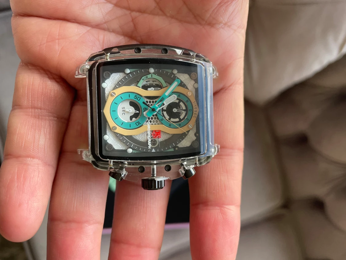 F5 fyrkantig kronografklocka med färgband - 1