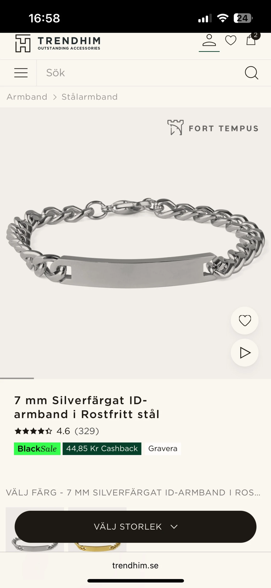 Silverarmband med graverat D från Trendhim - 1