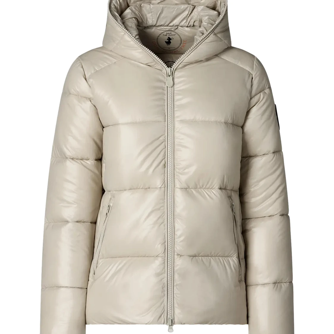 Beige pufferjacka med huva från Save The Duck