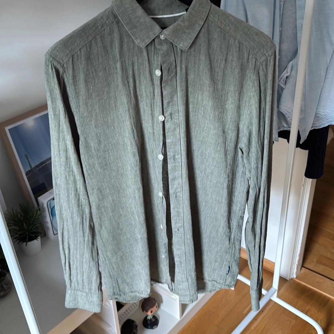 Grå linneskjorta Only & Sons slim fit