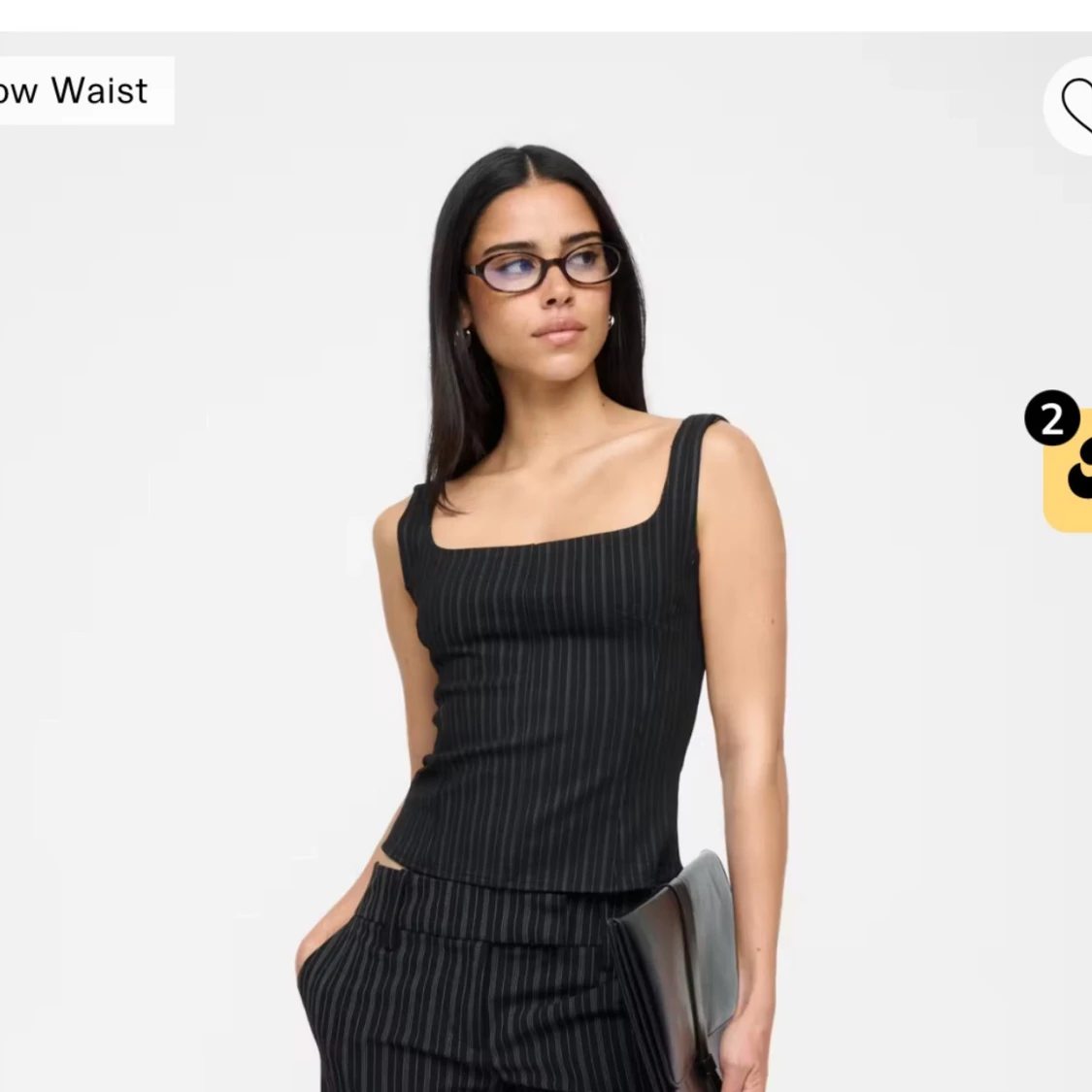 Svarta randiga kostymbyxor low waist - 1