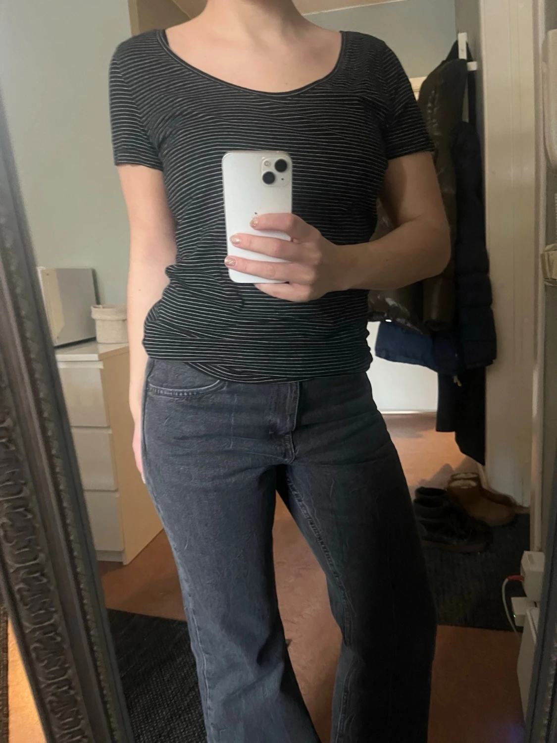 Svartvit randig t-shirt från H&M Basic - 1