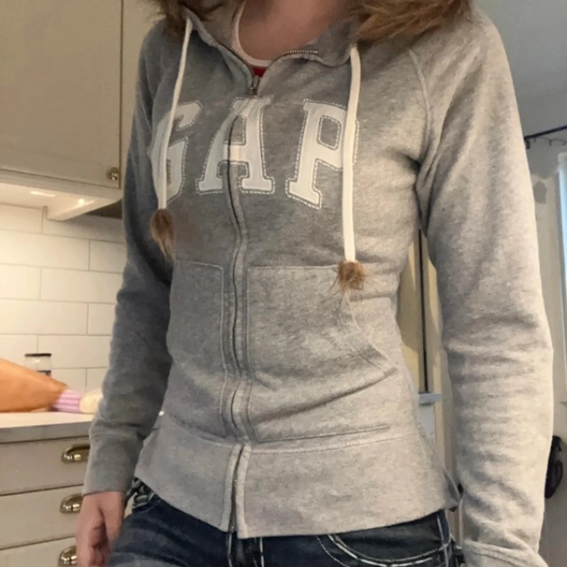 Grå Zip från GAP med päls - 2