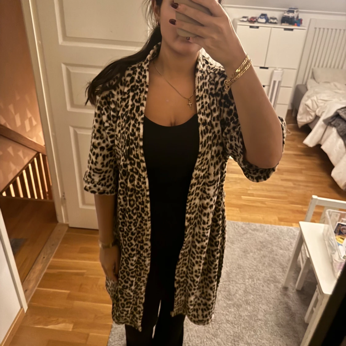 Leopardmönstrad morgonrock   - 1
