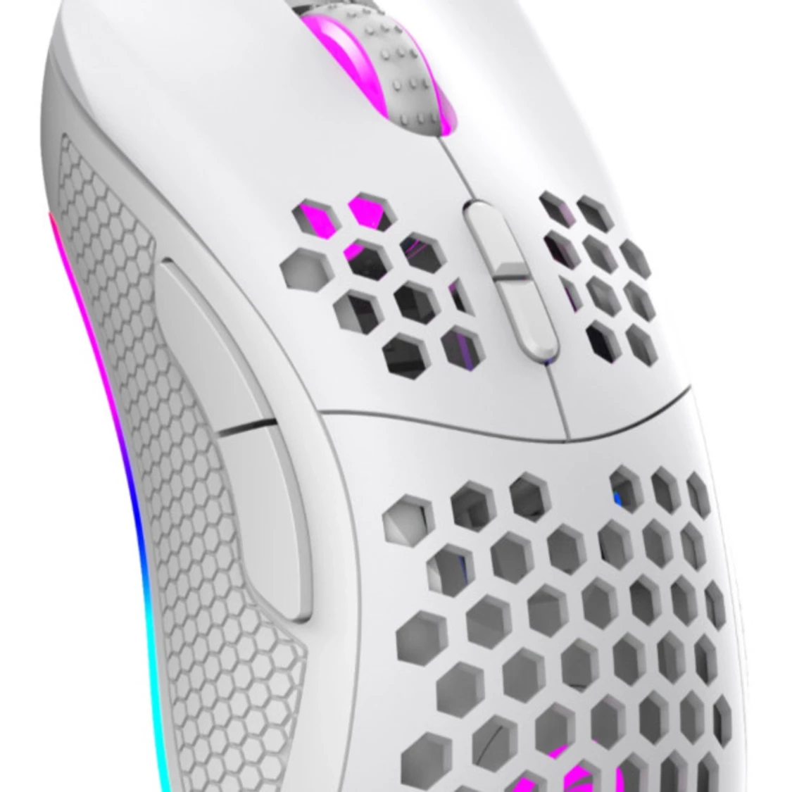 Vit RGB gamingmus med honeycomb-design