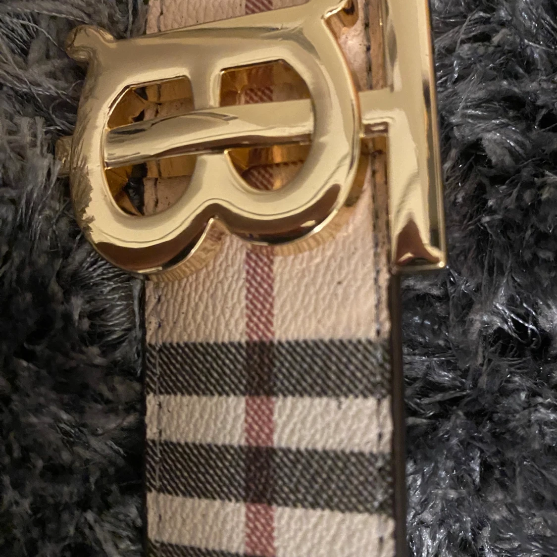 Burberry rutig bälte med guldspänne - 2