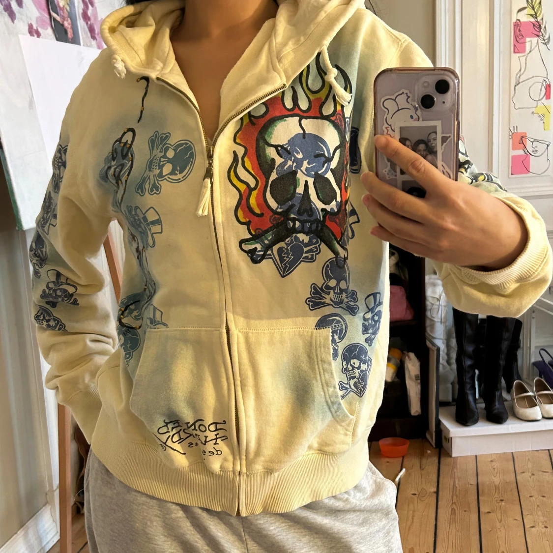Cream Ed Hardy hoodie  - 2