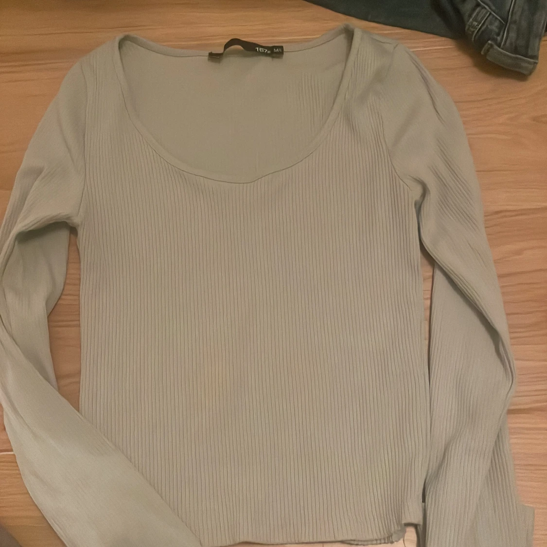 Mint grön ribbad långärmad tröja - 2