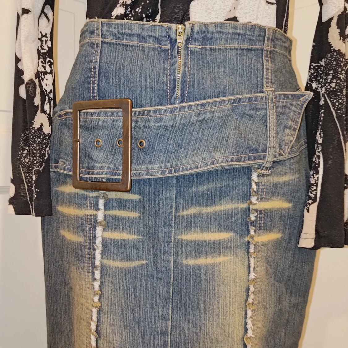 Y2k maxi jeanskjol med bälte  - 1