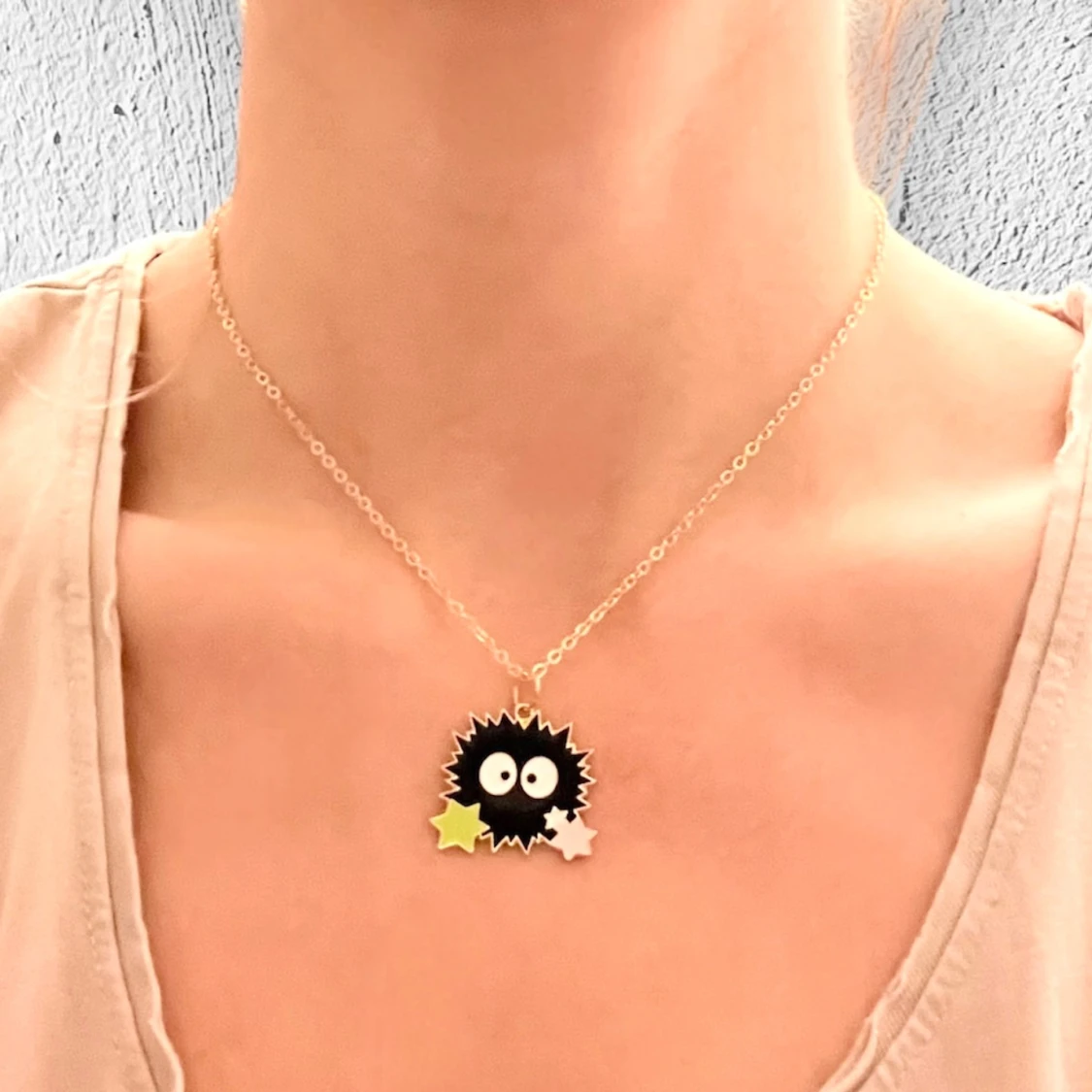 Susuwatari halsband Soot sprite Studio Ghibli Smycke Guld Imitation  - 2