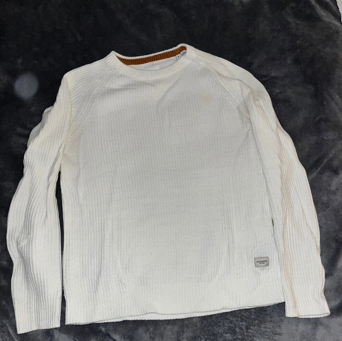 Vit ribbstickad tröja Jack & Jones