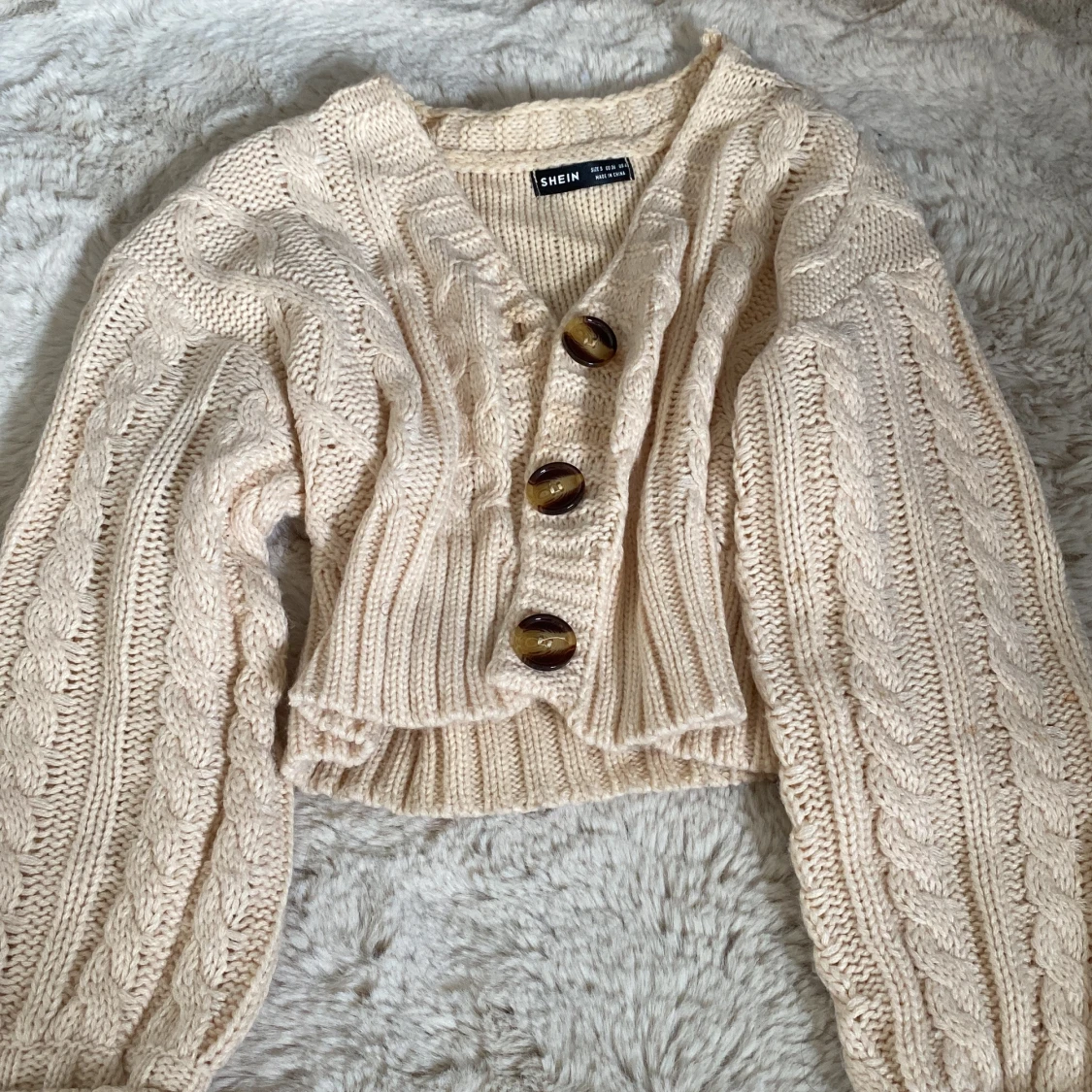 Beige stickad kofta från SHEIN
