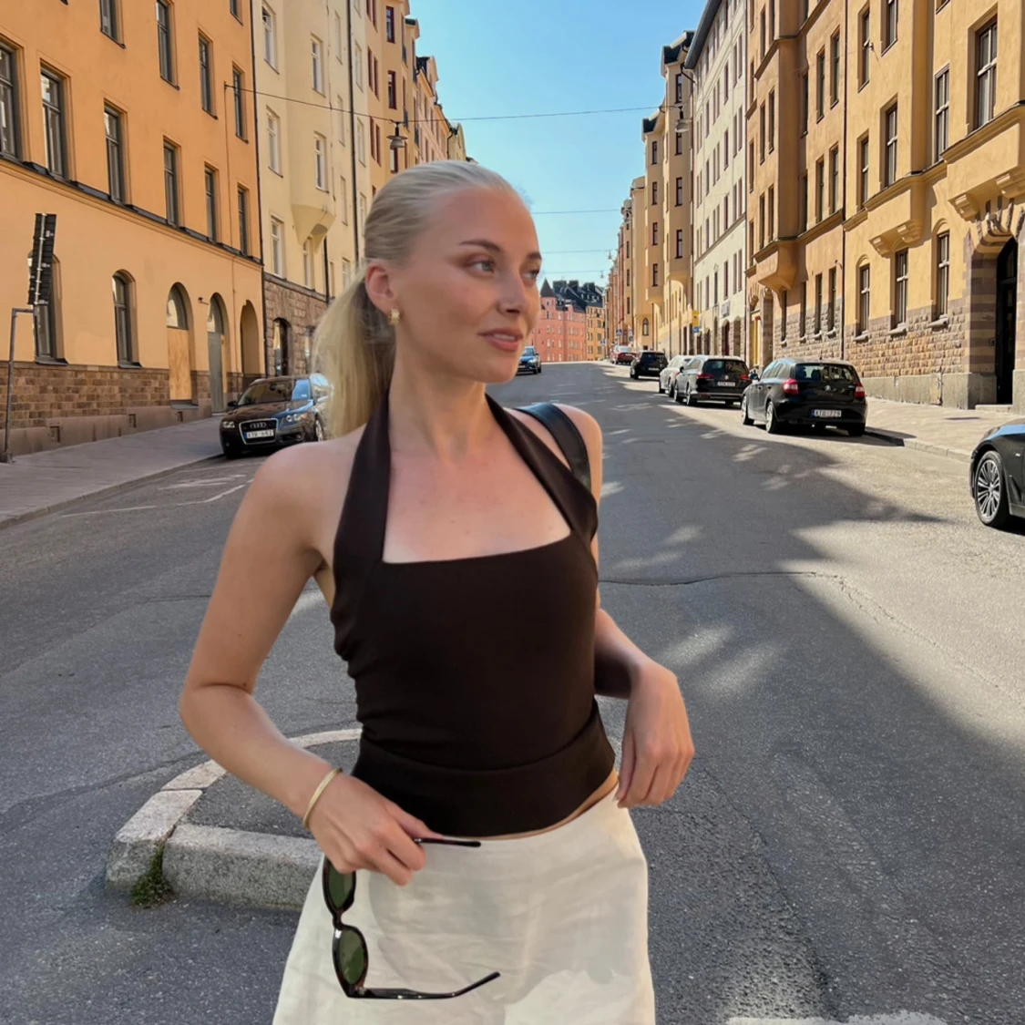 Brun halterneck topp