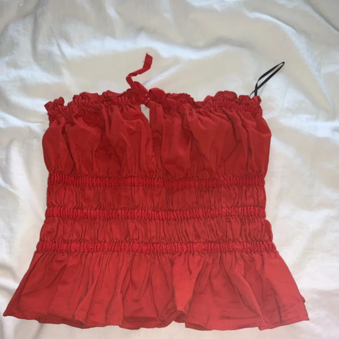 Röd volang tubtopp med snörning - 1