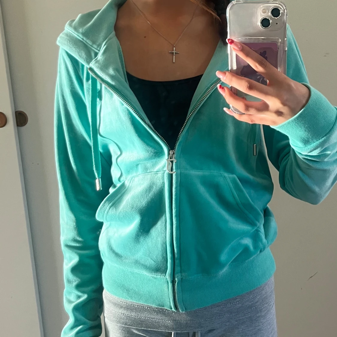 Turkos Juicy Couture hoodie i velour - 1