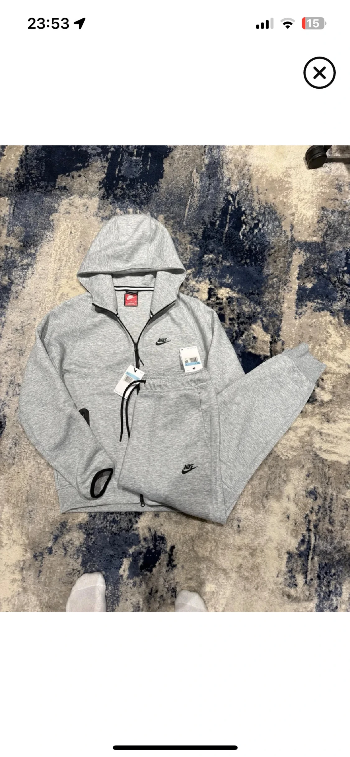 Nike tech tracksuite helt ny grå