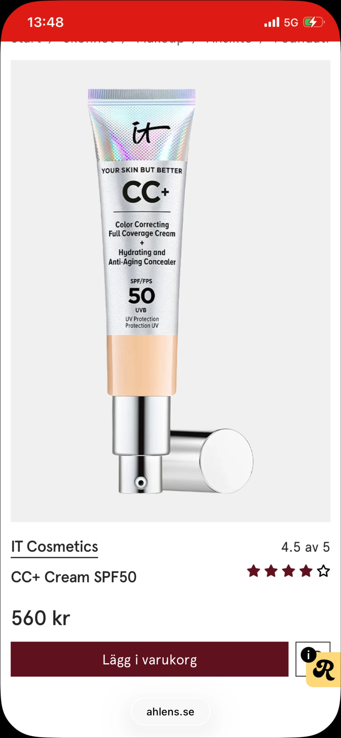 IT Cosmetics CC+ Cream SPF50 Medium