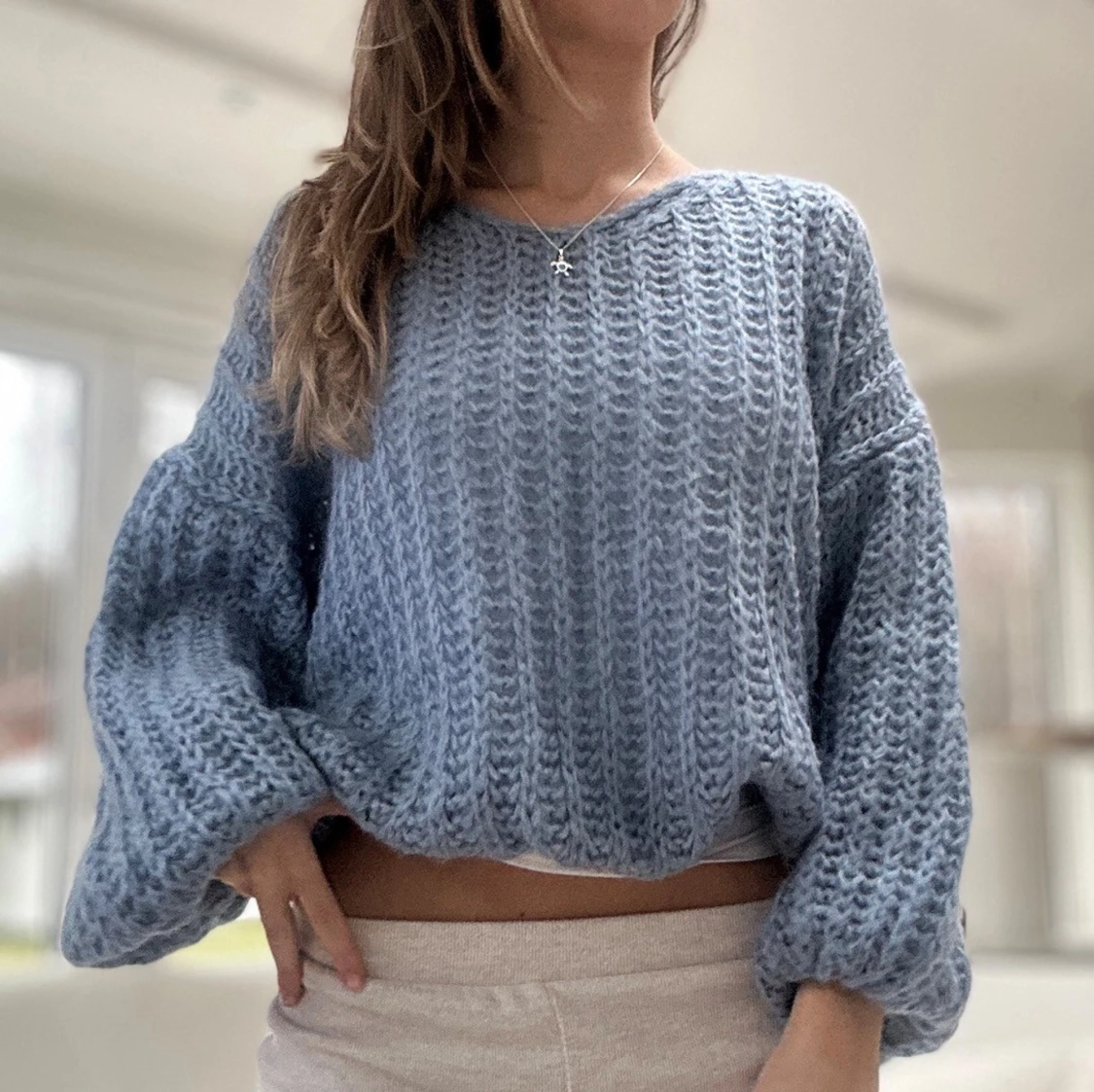 Stickad tröja i mohair-mix