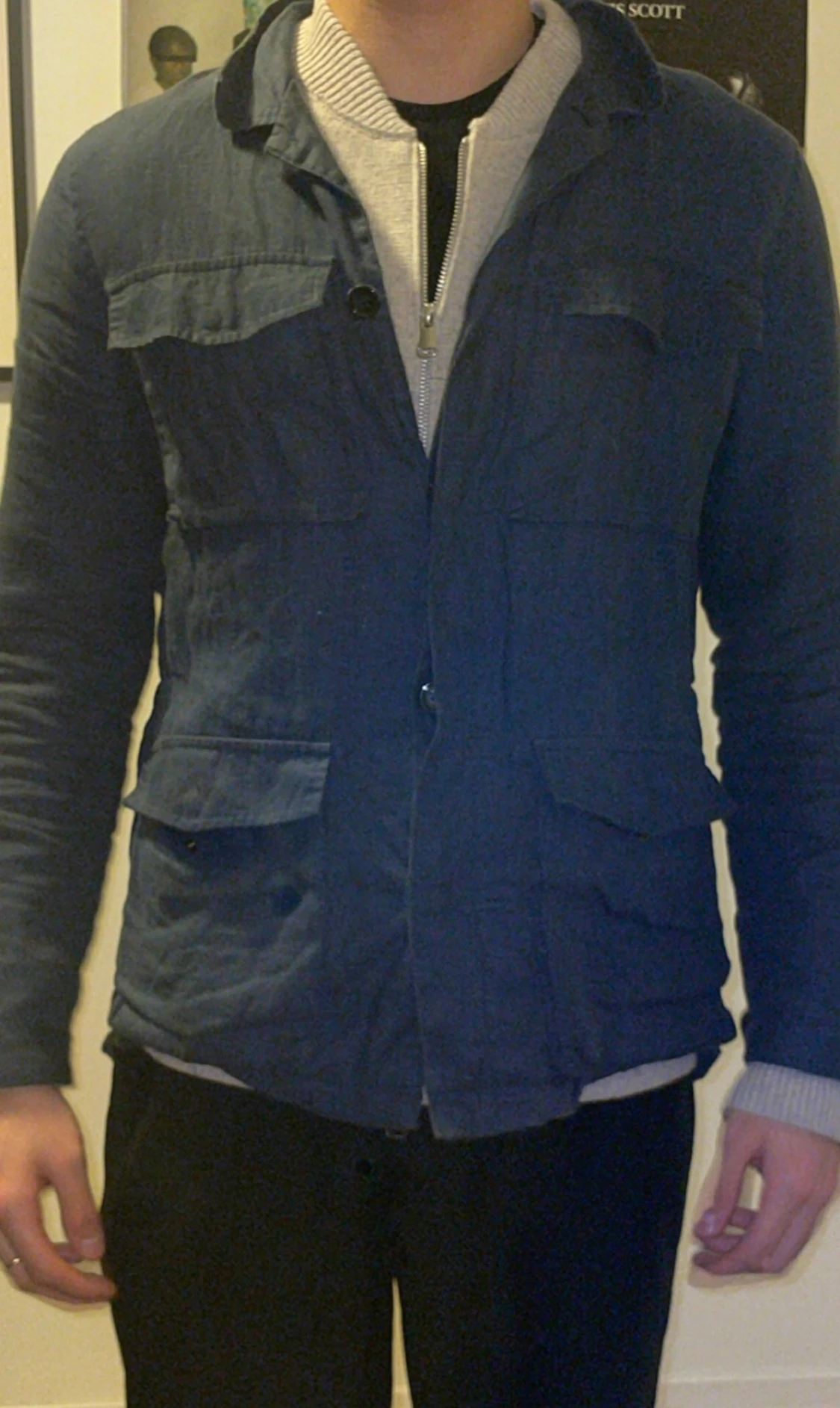 Mörkblå Stenströms overshirt i linne - 4