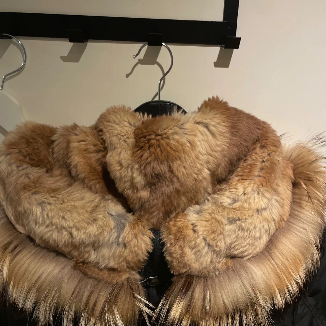 Svart Parajumpers parkajacka med päls - 4