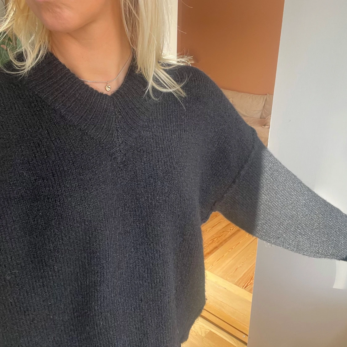 Svart stickad oversized tröja Topshop - 1