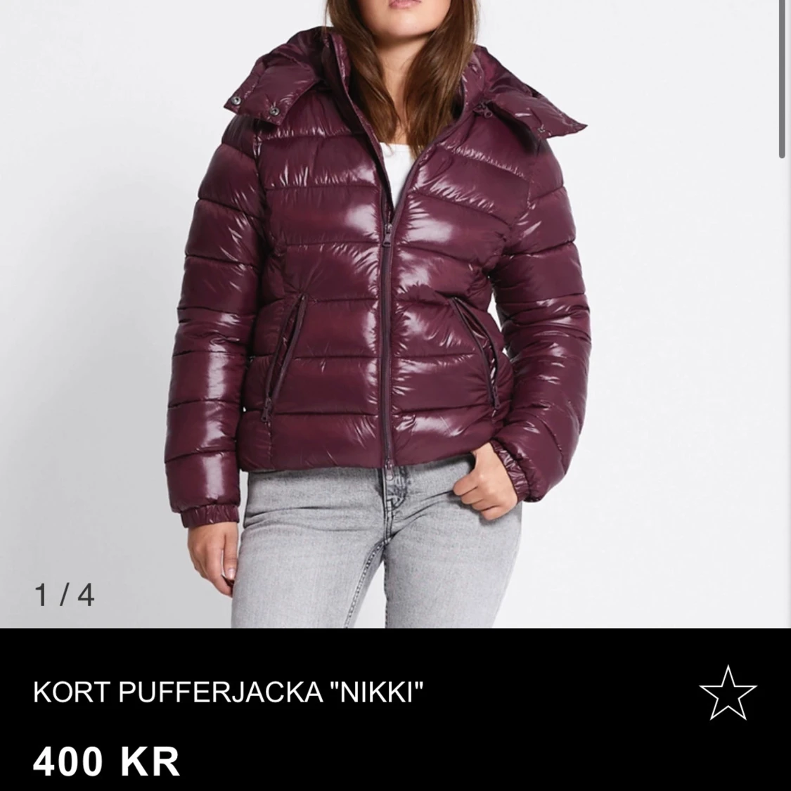 Kort vinröd pufferjacka från lager 157