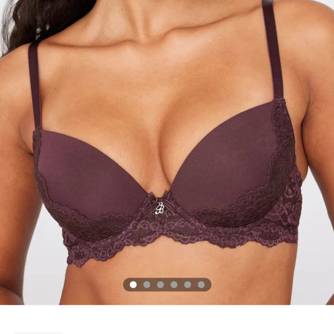 Mörklila/vinröd spets-bh från cubus B80