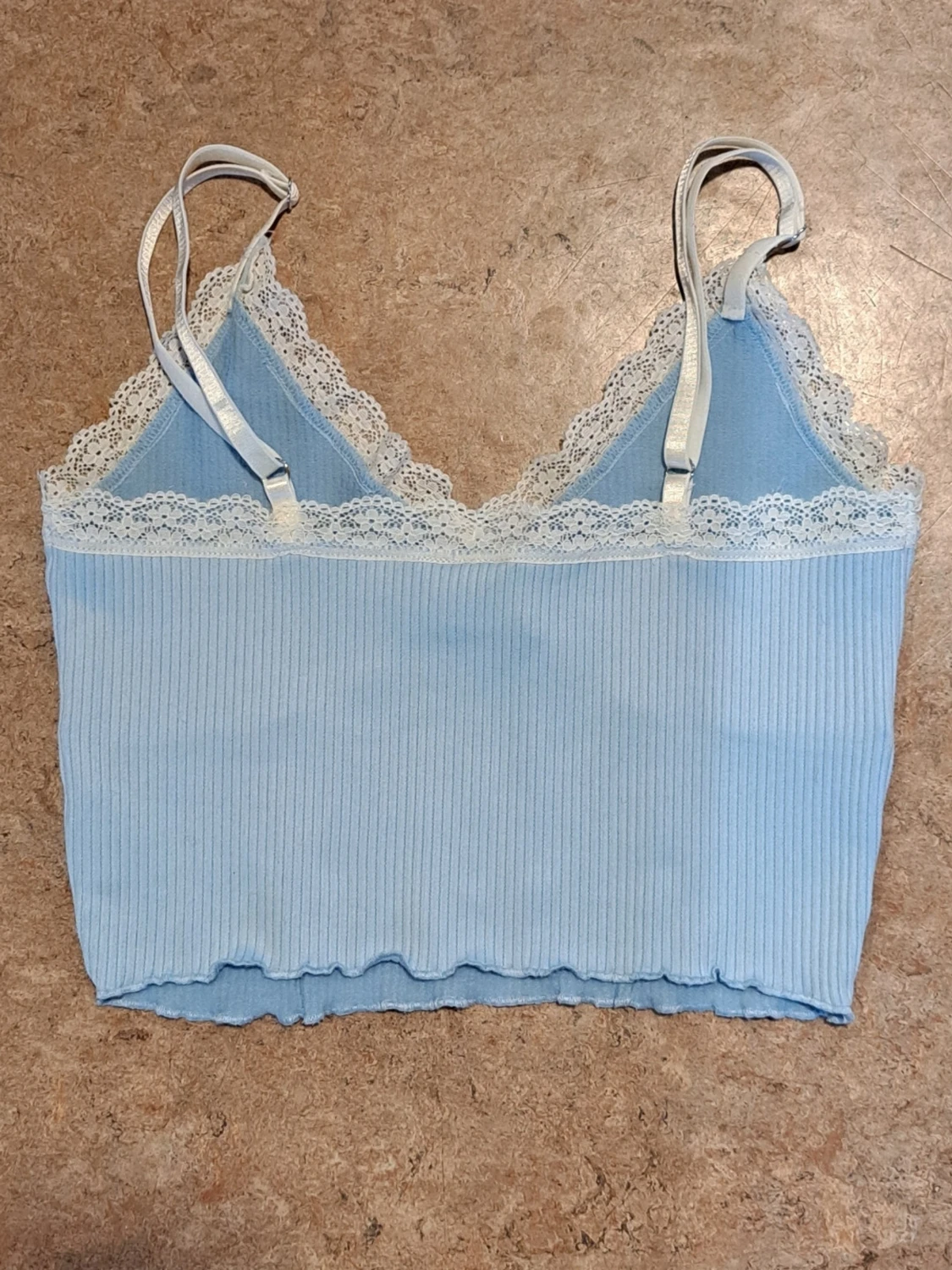 Ljusblå ribbad linnetopp från H&M - 1