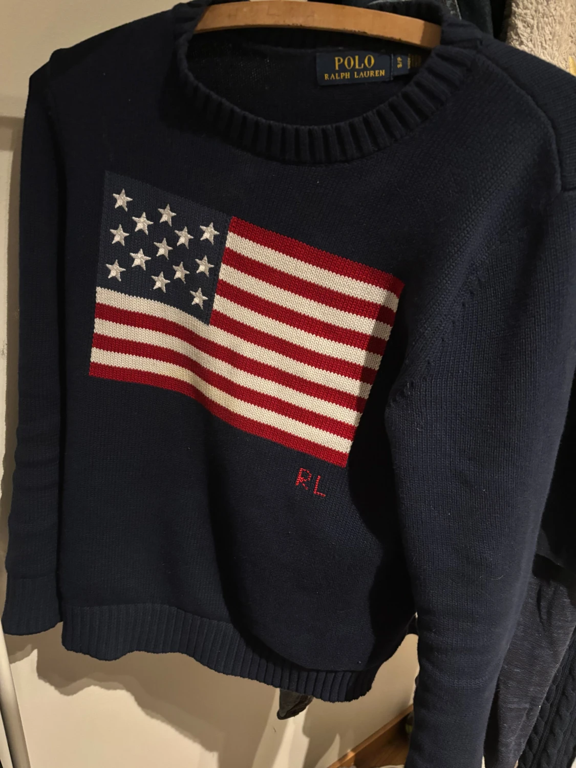Mörkblå stickad tröja Polo Ralph Lauren