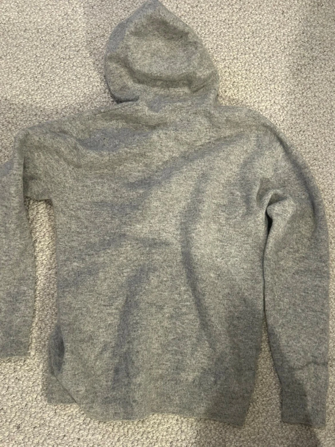 Grå kashmir hoodie - 1