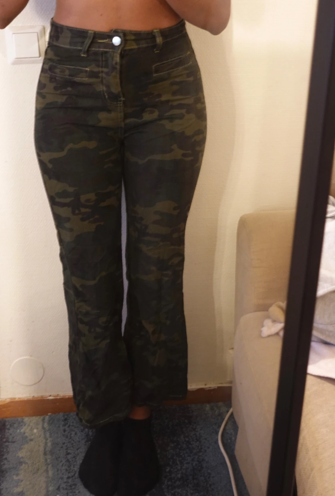 Camo bootcut byxor med hög midja - 2