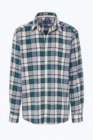 Flanellskjorta blå - Snygg rutig skjorta från Lincoln i storlek M. Skjortan har en klassisk krage, långa ärmar och knappar framtill. Färgerna är blå, grå och vit med ett stilrent rutmönster. Tillverkad i mjuk bomull som är skön mot huden. Perfekt för dig som gillar en chill och avslappnad stil.