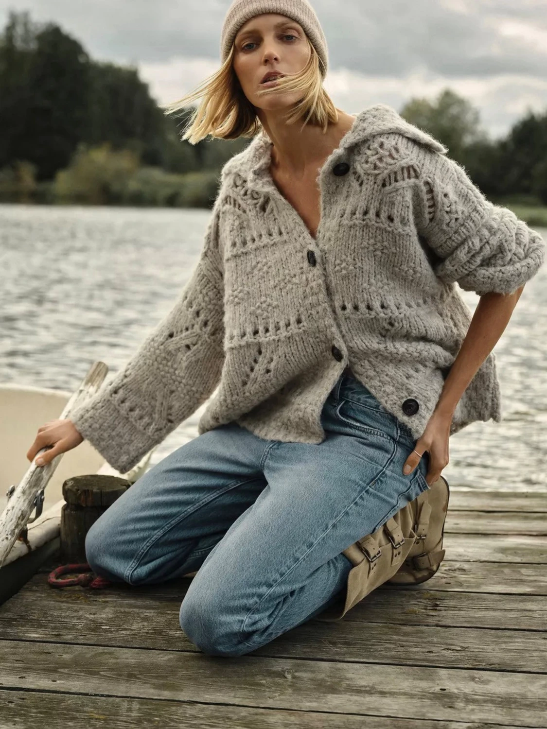 Beige stickad kofta från Zara - 1