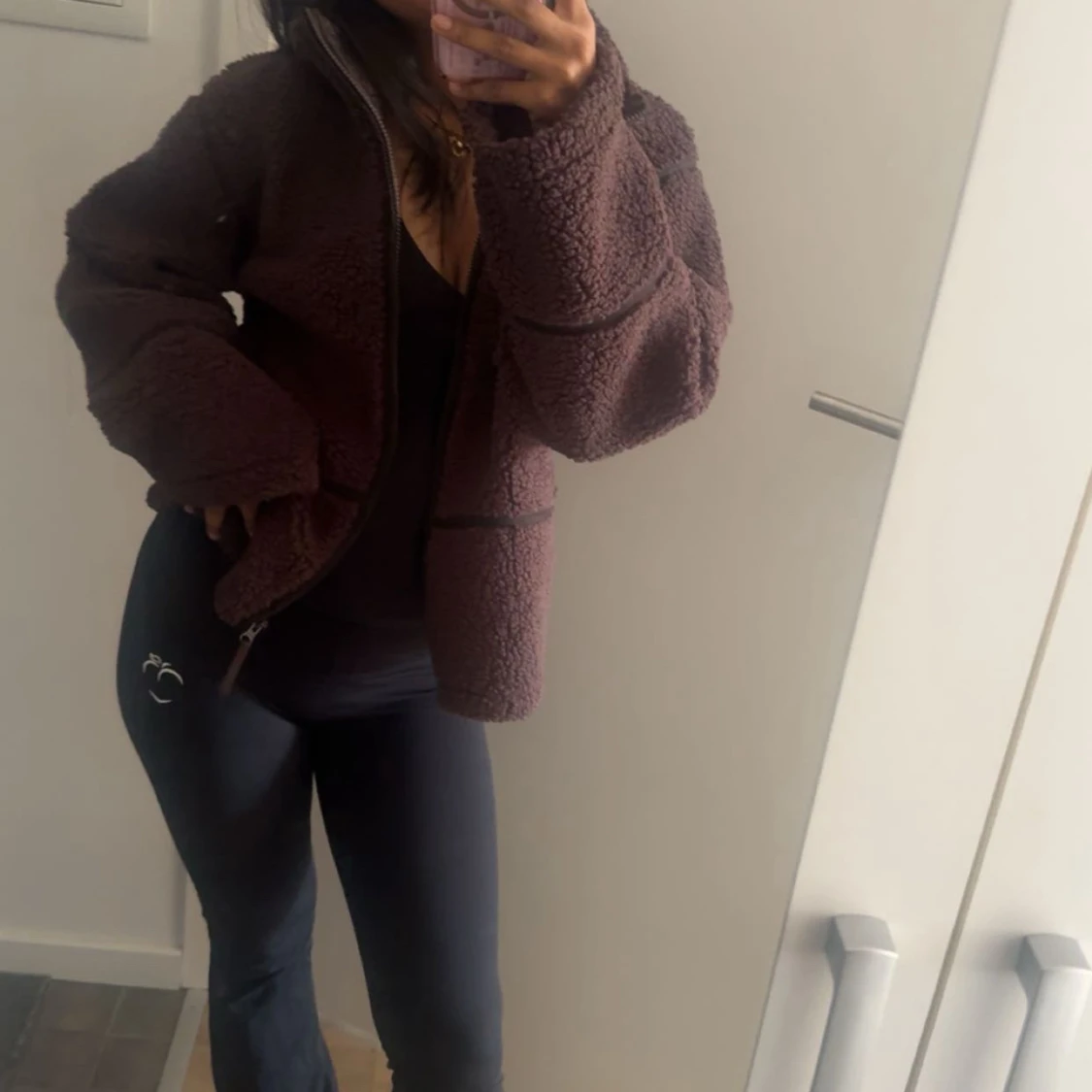 Brun teddyjacka med dragkedja - 1