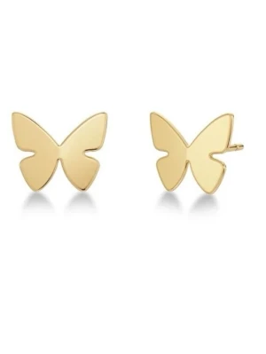 Guldiga fjärilsörhängen i metall - Snygga örhängen i form av fjärilar i guldfärgad metall. De har en stilren och modern design som verkligen sticker ut. Perfekta för dig som gillar detaljer med lite extra personlighet och vill addera en söt touch till din look.